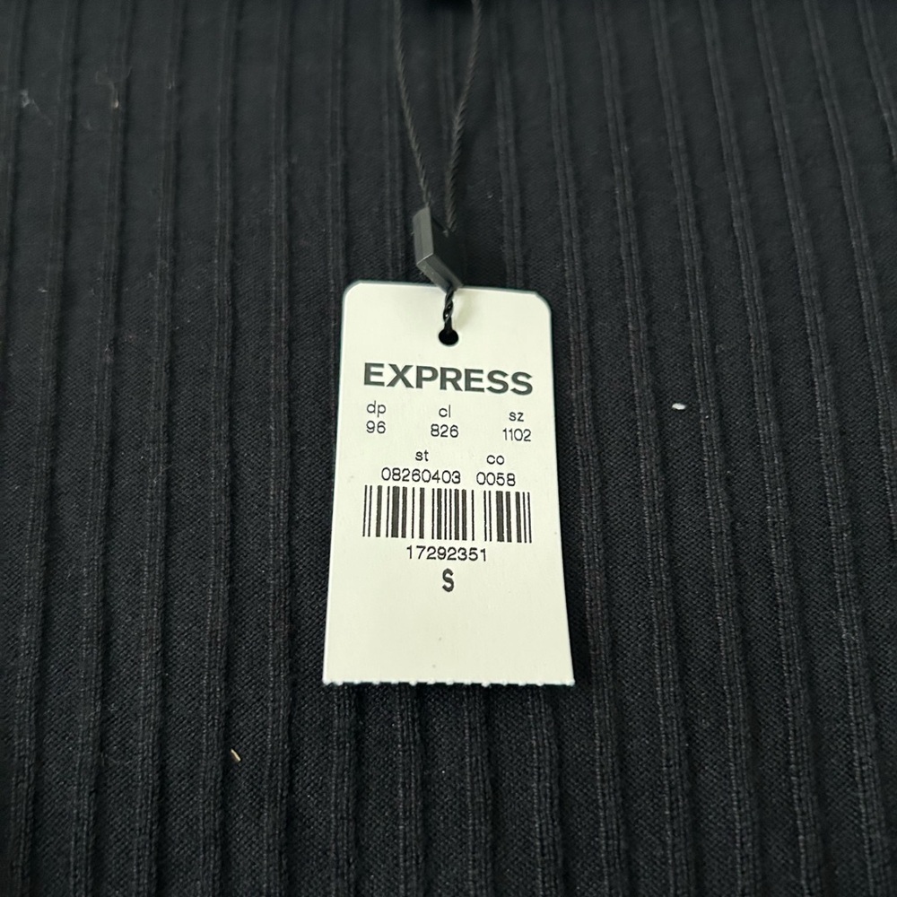Express Black Asymmetrical Ribbed Top - Picture 3 of 6